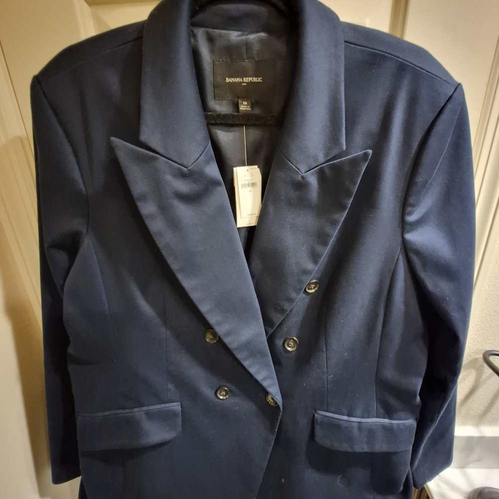 NEW Banana Republic Women's Double-Breasted Navy Blazer